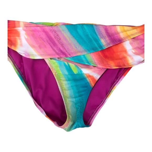 Bleu Rod Beattie NWT Multi Brushstroke Front Band Colorful Bikini Bottom Size 14 - Picture 2 of 16